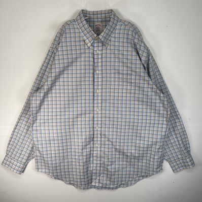 古着 ブルックスブラザーズ Brooks Brothers 長袖シャツ チェック ボタンダウン 胸ポケ XL ブルー系 マルチカラー メンズ