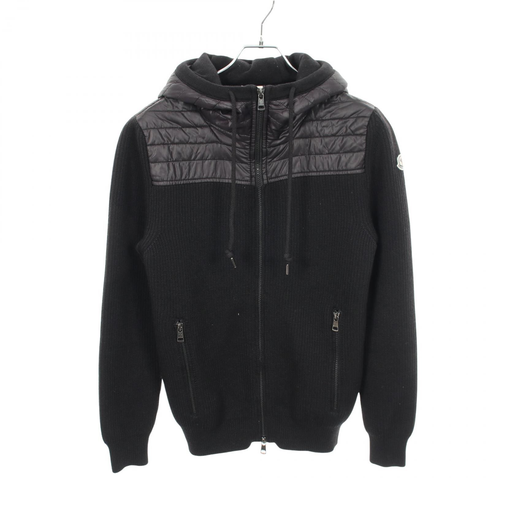 モンクレール MONCLER 切替 パーカー 衣料品 トップス ウール ナイロン メンズ ブラック系 9413600 【中古】