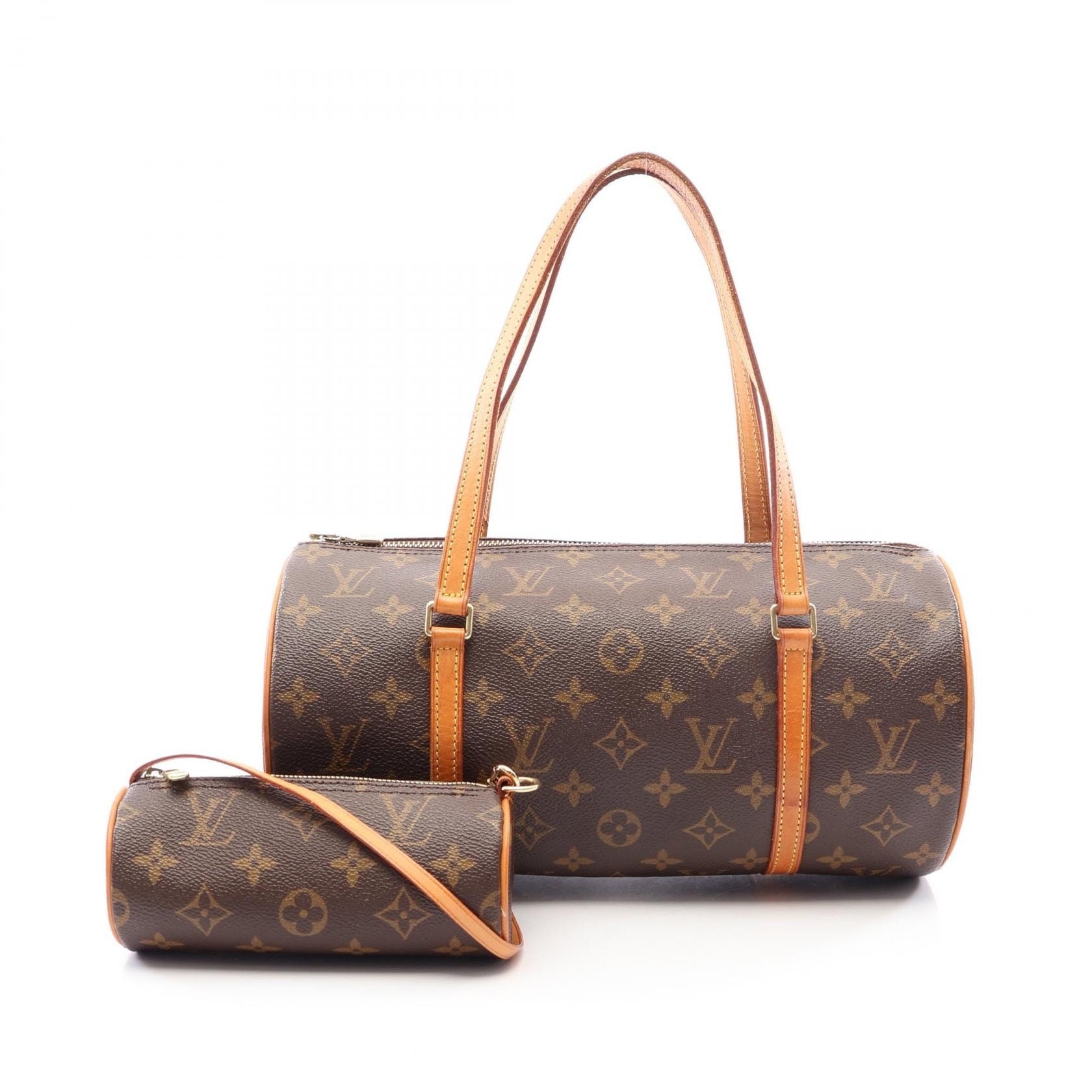 ルイ・ヴィトン LOUIS VUITTON パピヨン30 モノグラム ハンドバッグ バッグ PVCコーティングキャンバス レザー モノグラム レディース ブラウン系 M51385 【中古】