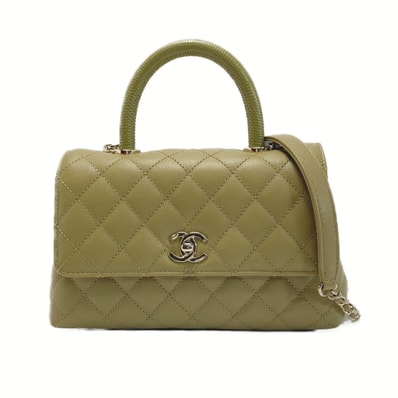 ☆☆CHANEL シャネル マトラッセ ココハンドルXS ハンドバッグ A92990 オリーブ キャビアスキン チェーンショルダー