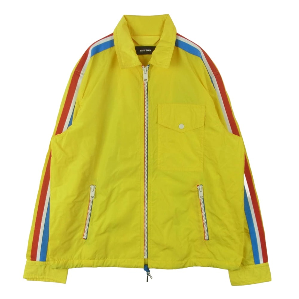 DIESEL ディーゼル サイドライン ジップアップ ブルゾン ジャケット ポリエステル 中国製 イエロー系 L【中古】