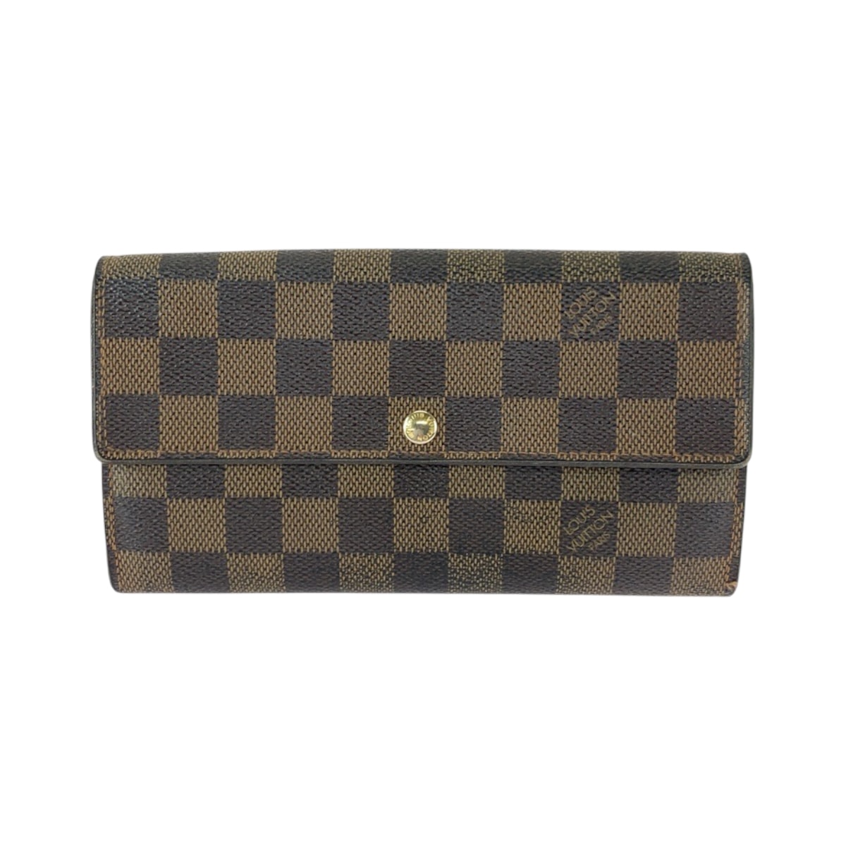 LOUIS VUITTON ルイヴィトン ダミエ ポルトフォイユ サラ ブラウン ゴールド金具 PVC 長財布 ロングウォレット 600170 【中古】