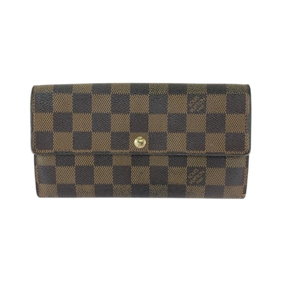 LOUIS VUITTON ルイヴィトン ダミエ ポルトフォイユ サラ ブラウン ゴールド金具 PVC 長財布 ロングウォレット 600170 【中古】