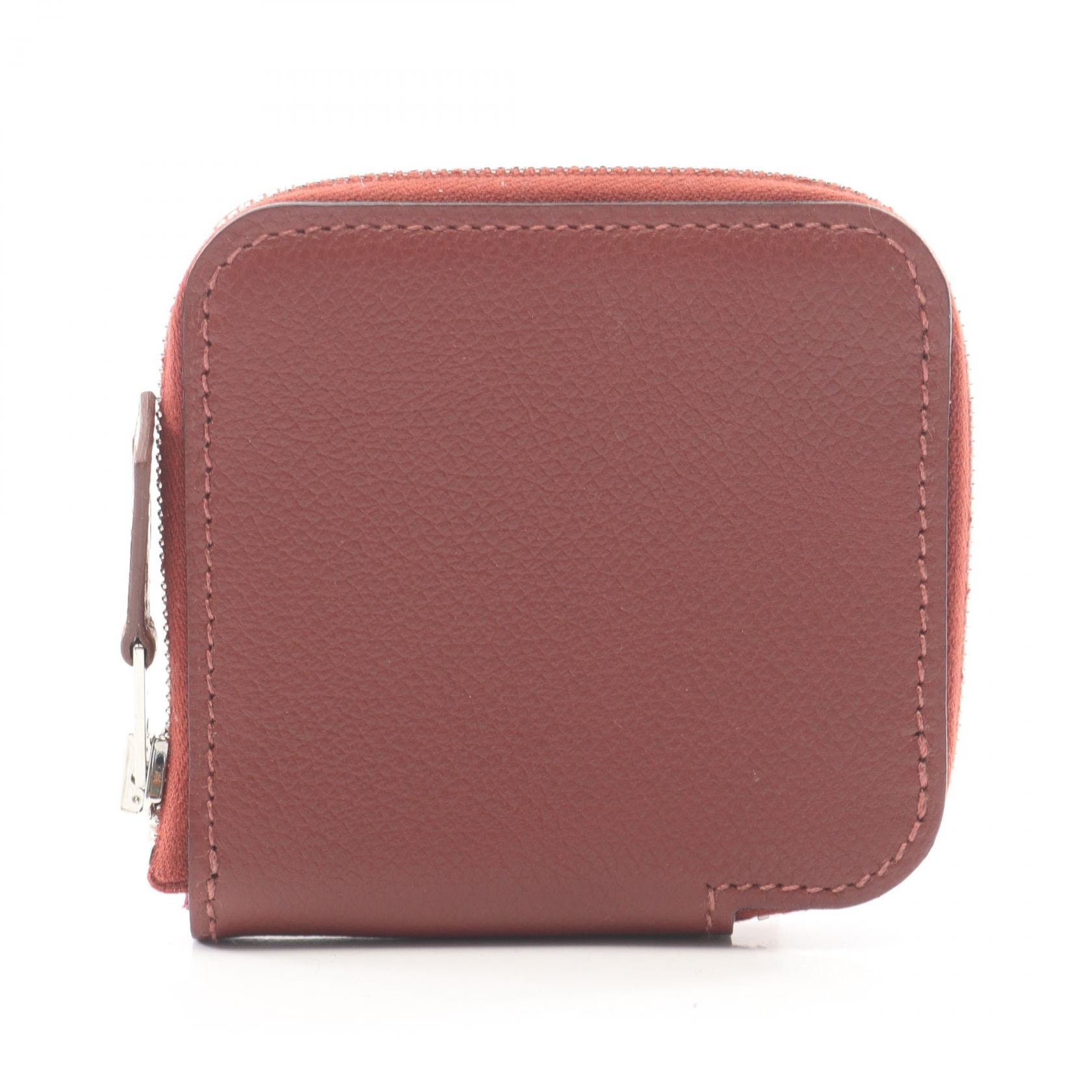 エルメス HERMES アザップ コンパクトミニ シルクイン ルージュアッシュ コインケース 財布 レザー エバーカラー ルージュアッシュ B刻印(2023年製造) レディース ボルドー系 【中古】
