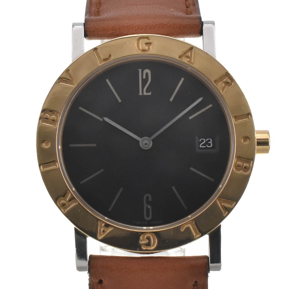 値下 ブルガリ BVLGARI BB33SGLD ブルガリブルガリ デイト K18YG ベゼル クォーツ メンズ 良品 J#142630