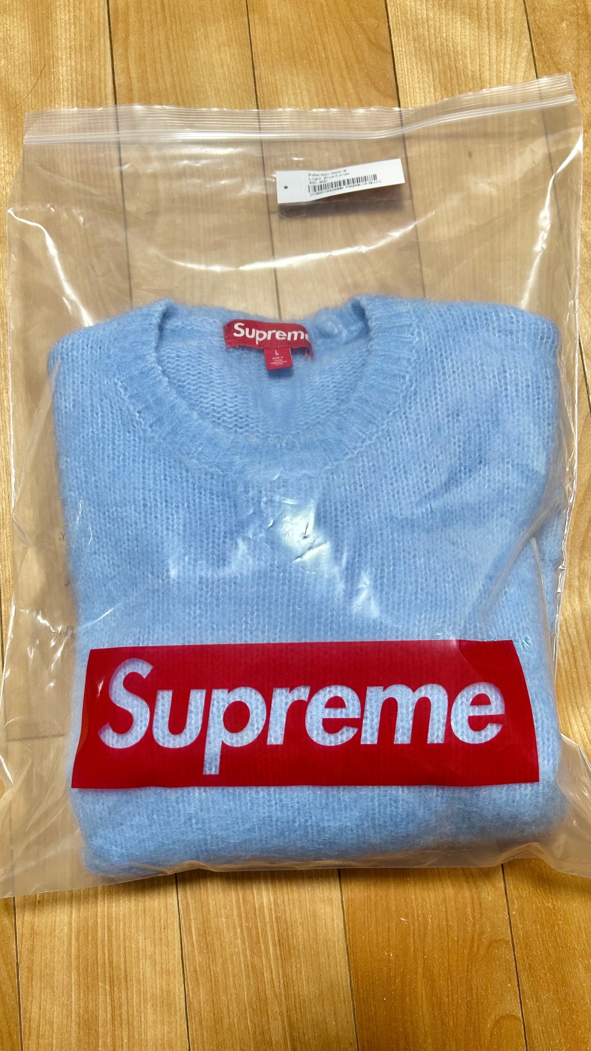 シュプリーム ブラッシュド モヘア セーター "ライト ブルー"