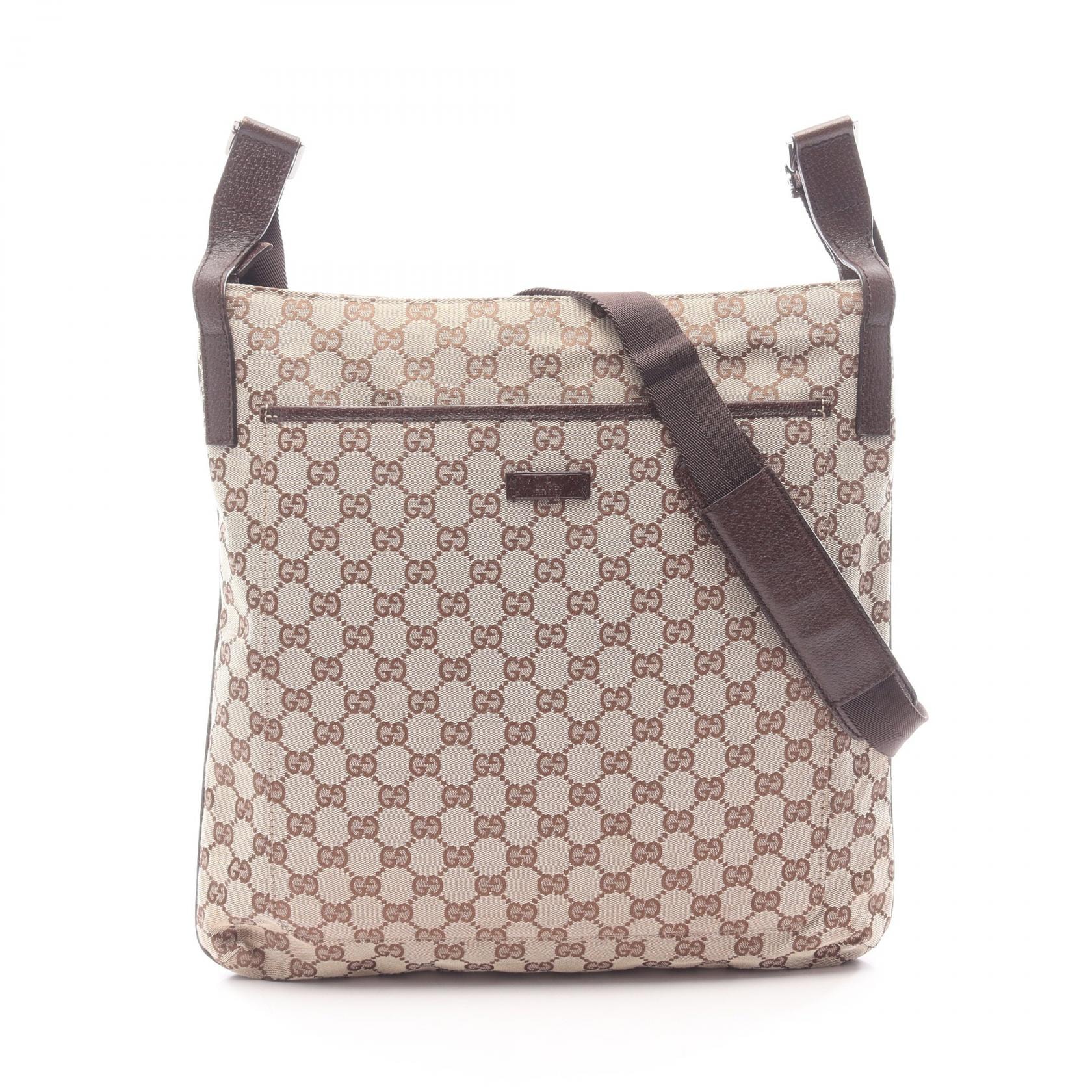 グッチ GUCCI GGキャンバス ショルダーバッグ バッグ キャンバス レザー メンズ レディース ベージュ系 / ブラウン系 122791 【中古】