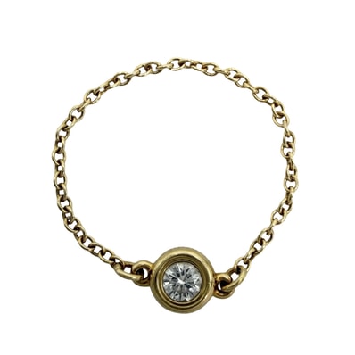 TIFFANY&Co. ティファニー 指輪 エルサペレッティ バイザヤード リング ジュエリー アクセサリー 18金YG Au750 K18イエローゴールド ダイヤモンド 約9号 レディース 約0.5g【中古品】
