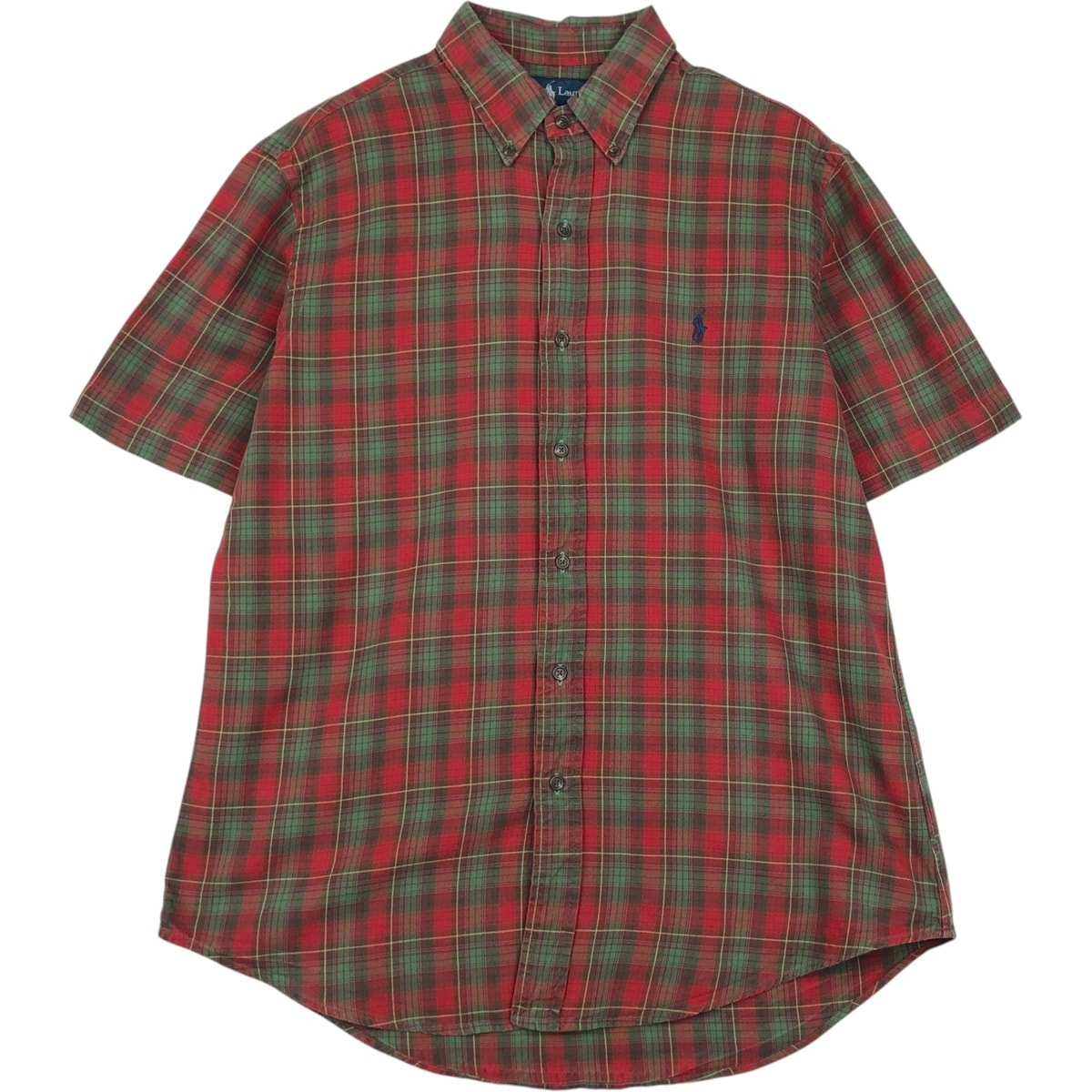 古着 ラルフローレン Ralph Lauren CUSTOM FIT 半袖 ボタンダウン チェックシャツ メンズL相当/eaa623636
