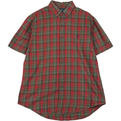 古着 ラルフローレン Ralph Lauren CUSTOM FIT 半袖 ボタンダウン チェックシャツ メンズL相当/eaa623636