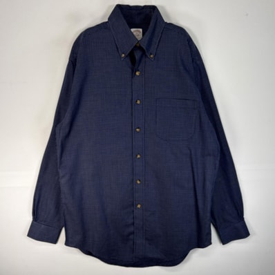 古着 ブルックスブラザーズ Brooks Brothers 長袖シャツ 胸ポケ ボタンダウン TRADITIONAL FIT S ネイビー系 チェック メンズ