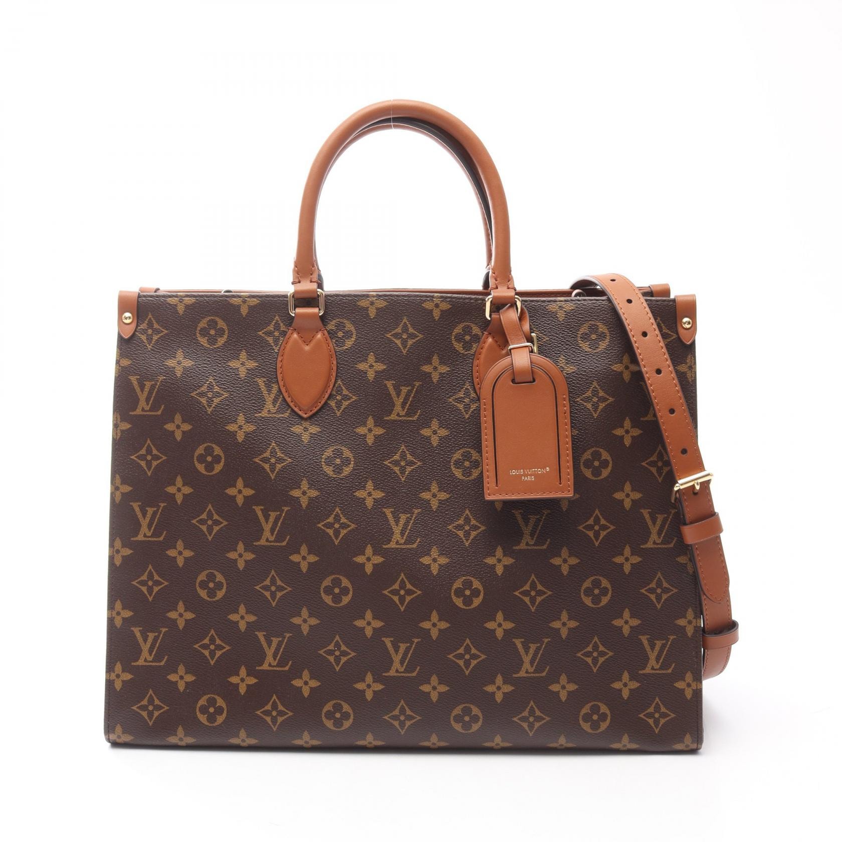 ルイ・ヴィトン LOUIS VUITTON オンザゴー オーガナイザー 2WAY トートバッグ バッグ PVCコーティングキャンバス レザー モノグラム レディース ブラウン系 M14235 【中古】