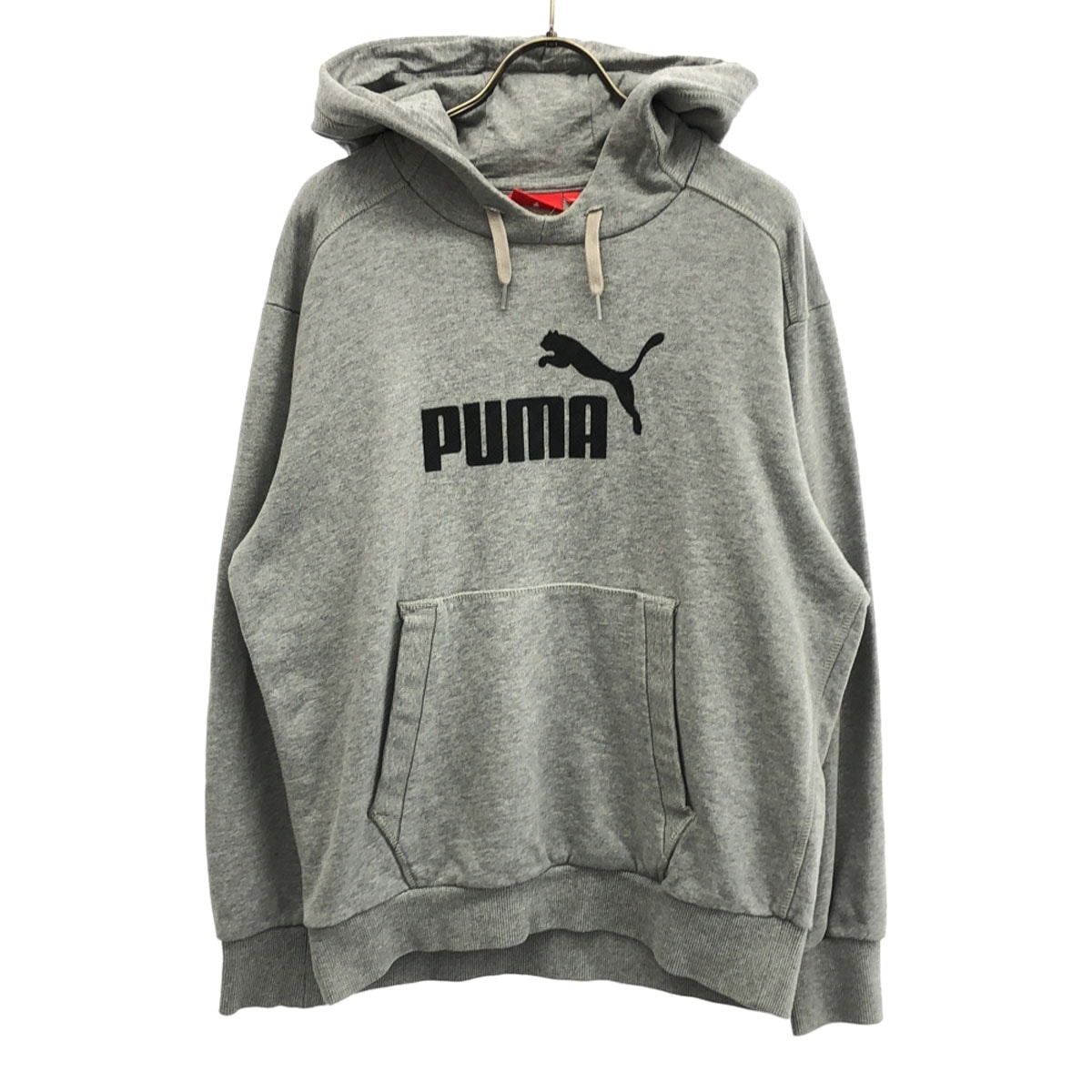 PUMA プーマ ロゴプリント 長袖 スウェットパーカー M グレー 裏起毛
