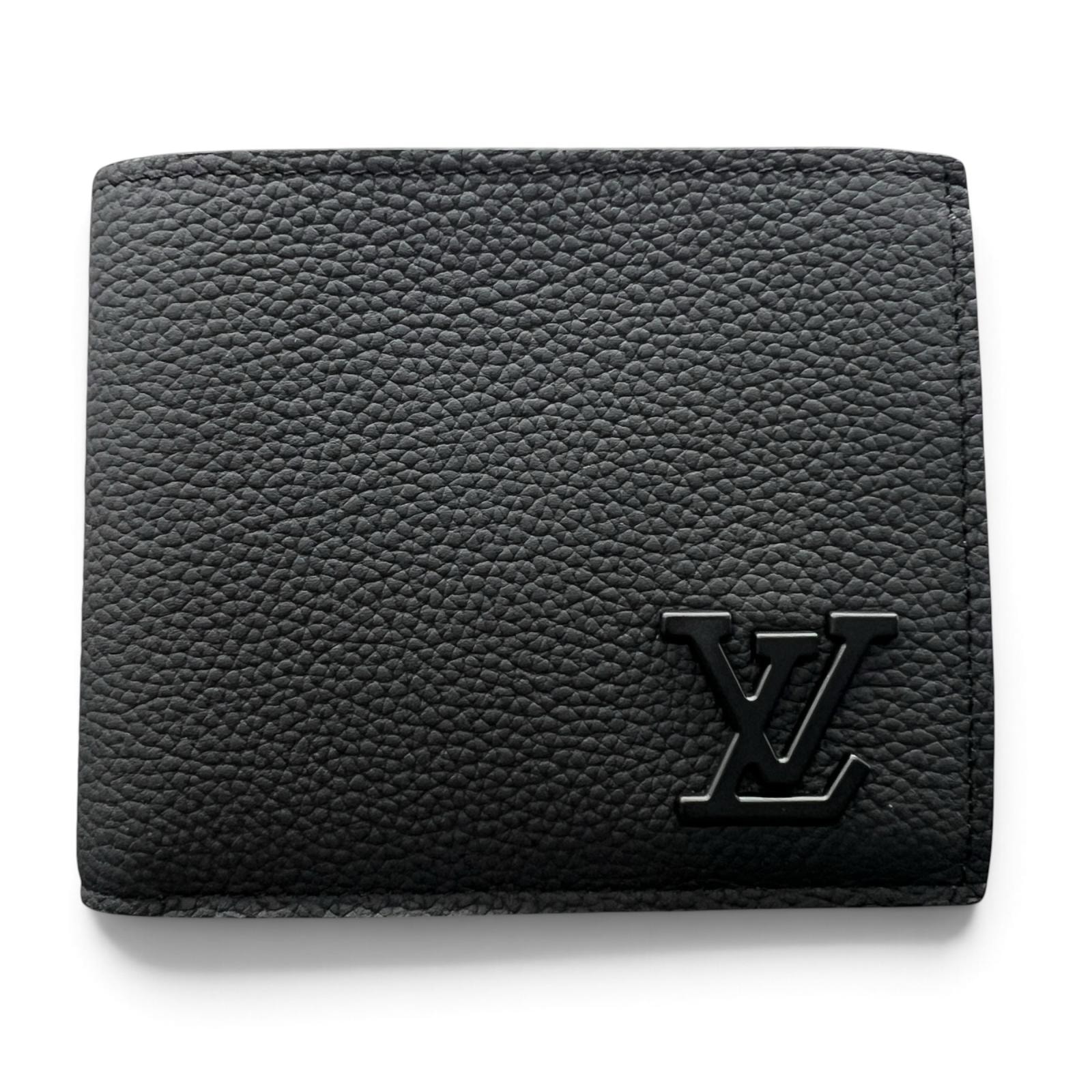 LOUIS VUITTON 希少 極美品 ルイヴィトン ポルトフォイユ マルコ LVアエログラム 二つ折り財布 M81742 カーフレザー RFID確認済 ブラック コンパクトウォレット LV Aランク 中古 鑑定済 ヴィトン財布