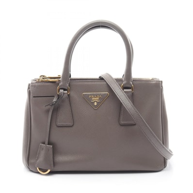 プラダ PRADA SAFFIANO LUX ガレリア 2WAY ハンドバッグ バッグ サフィアーノレザー レディース グレー系 【中古】