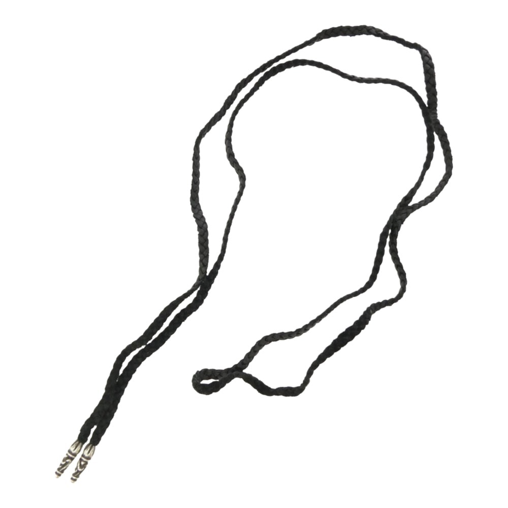 CHROME HEARTS クロムハーツ(原本無) LEATHER BRAID SCROLL スクロールチップ レザーブレイド レザーブレード ネックレス ブラック系 シルバー系【中古】