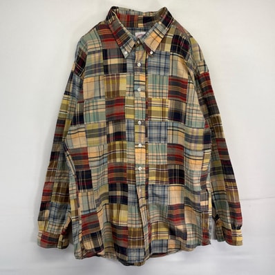古着 ブルックスブラザーズ Brooks Brothers 長袖シャツ パッチワーク チェック柄 1818 ボタンダウン 2XL マルチカラー メンズ