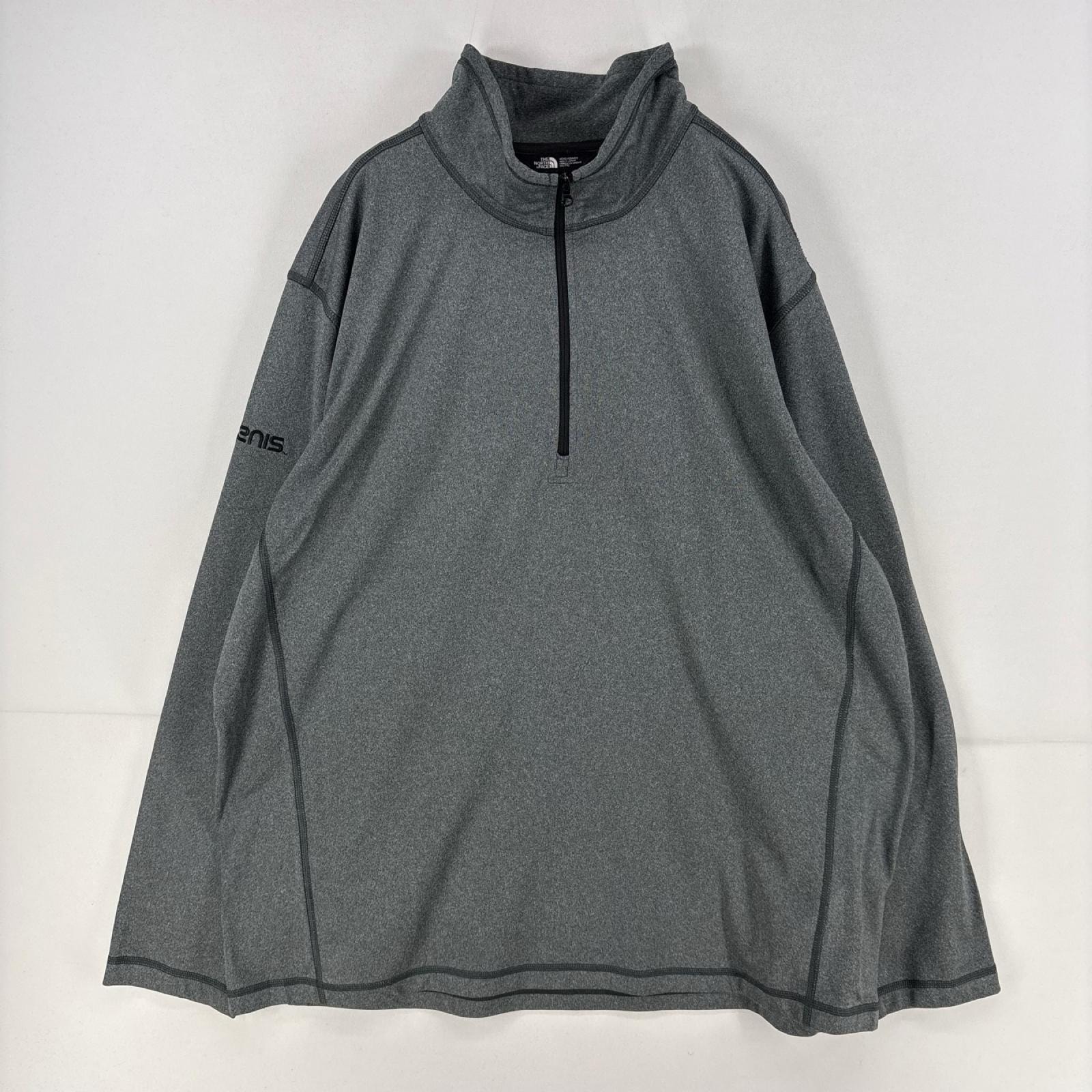 古着 ザ・ノースフェイス THE NORTH FACE トレーナー プルオーバー ワンポイントロゴ 刺繍 フリース ハーフジップ 2XL  グレー系 メンズ