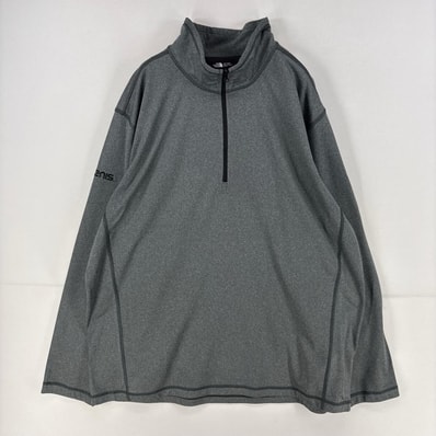 古着 ザ・ノースフェイス THE NORTH FACE トレーナー プルオーバー ワンポイントロゴ 刺繍 フリース ハーフジップ 2XL グレー系 メンズ
