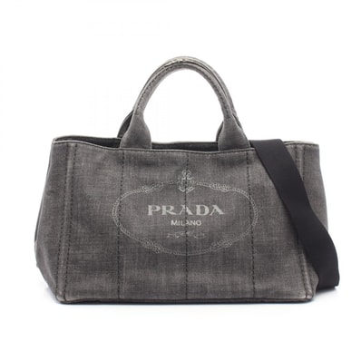 プラダ PRADA CANAPA DENIM カナパ 2WAY トートバッグ バッグ デニム レディース グレー系 【中古】