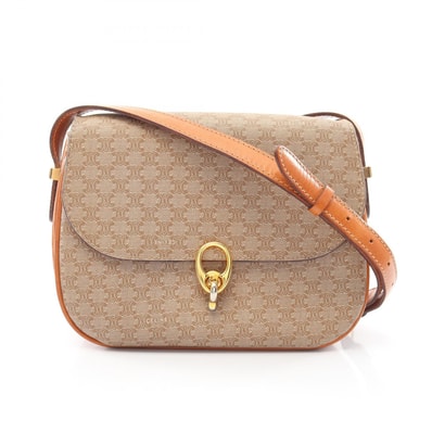 セリーヌ CELINE マカダム ショルダーバッグ バッグ PVCコーティングキャンバス レザー レディース ベージュ系 / ブラウン系 【中古】