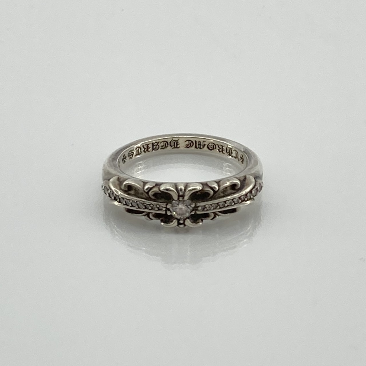 CHROME HEARTS(クロムハーツ) BABY CLSC P D ベイビークラシックフローラルクロス PAVEダイヤ SV925 リング・指輪 5.6g シルバー
