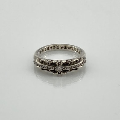 CHROME HEARTS(クロムハーツ) BABY CLSC P D ベイビークラシックフローラルクロス PAVEダイヤ SV925 リング・指輪 5.6g シルバー