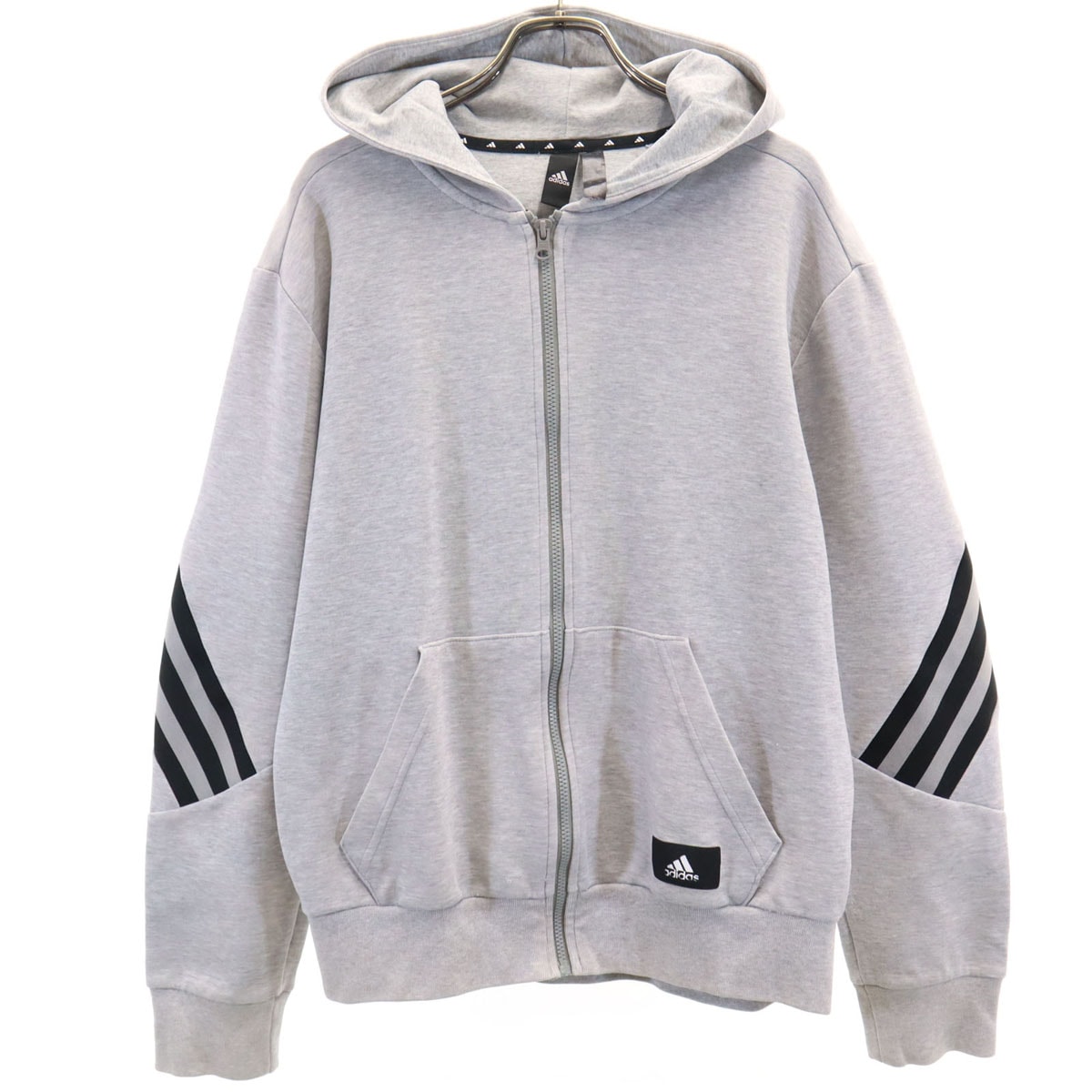 adidas アディダス 長袖 ジップパーカー M グレー