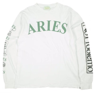 Aries アリーズ イタリア製 Warriors Long Sleeve T-Shirt プリントロングスリーブTシャツ SPAR60013 S WHITE 長袖 Pagans No Problemo トップス g25971