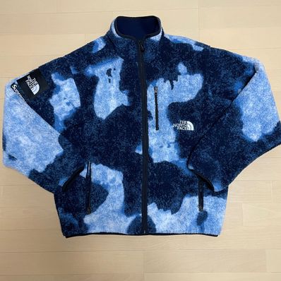Supreme x The North Face Bleached Denim Print Fleece Jacket "Indigo"