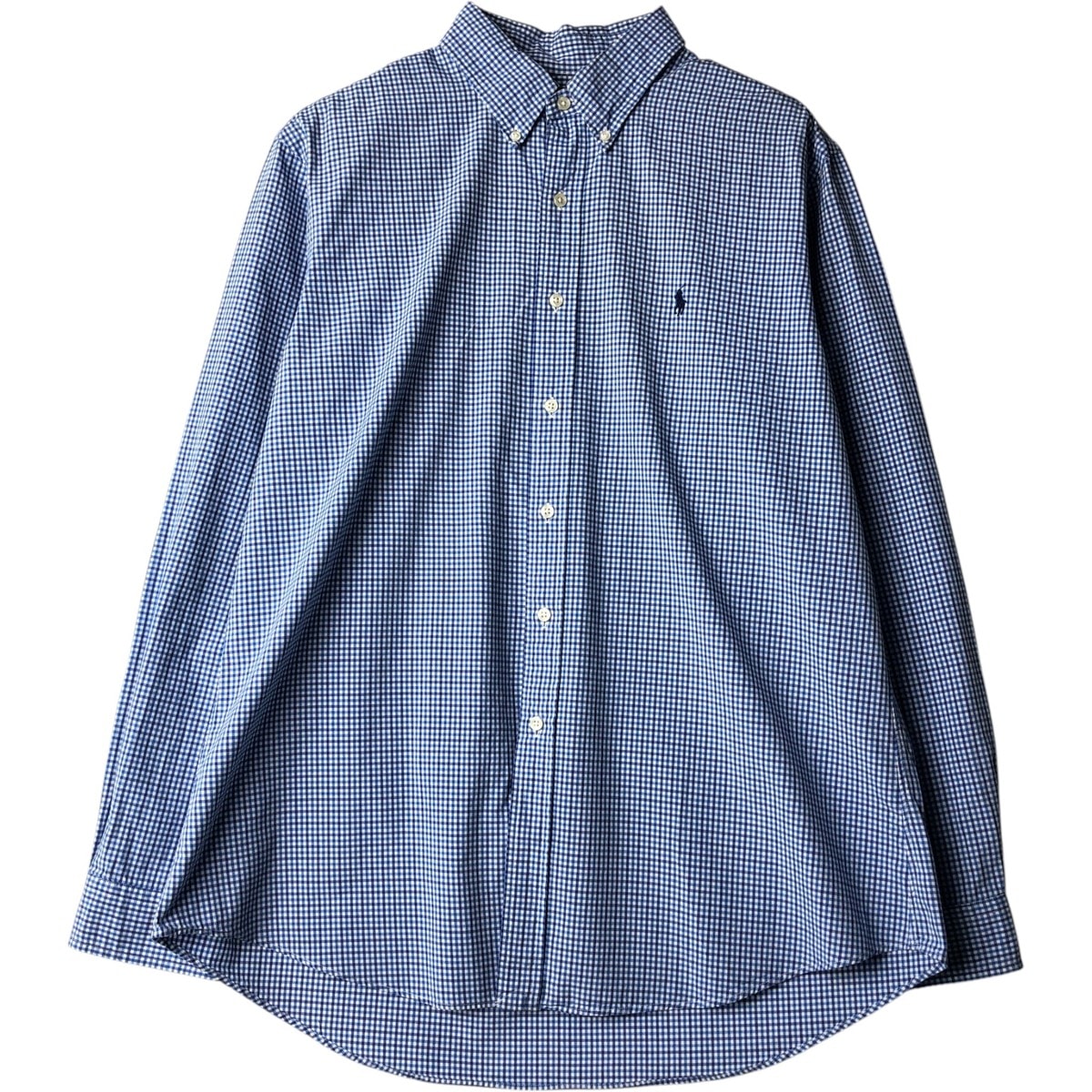 古着 ラルフローレン Ralph Lauren CUSTOM FIT ギンガムチェック 長袖 ボタンダウンチェックシャツ メンズXL相当/eaa650100