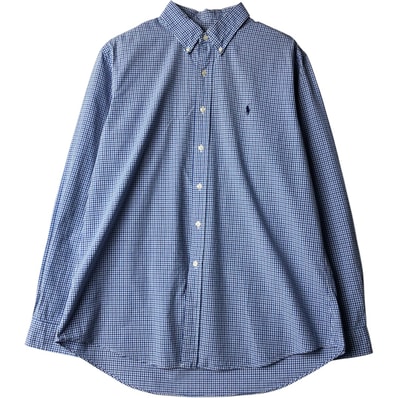 古着 ラルフローレン Ralph Lauren CUSTOM FIT ギンガムチェック 長袖 ボタンダウンチェックシャツ メンズXL相当/eaa650100