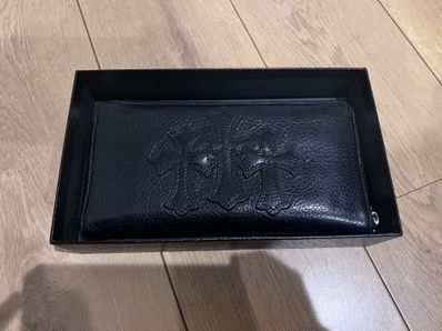 Chrome Hearts REC F Heavy Leather Zip Wallet / 3 Cemetary Cross "Black"
