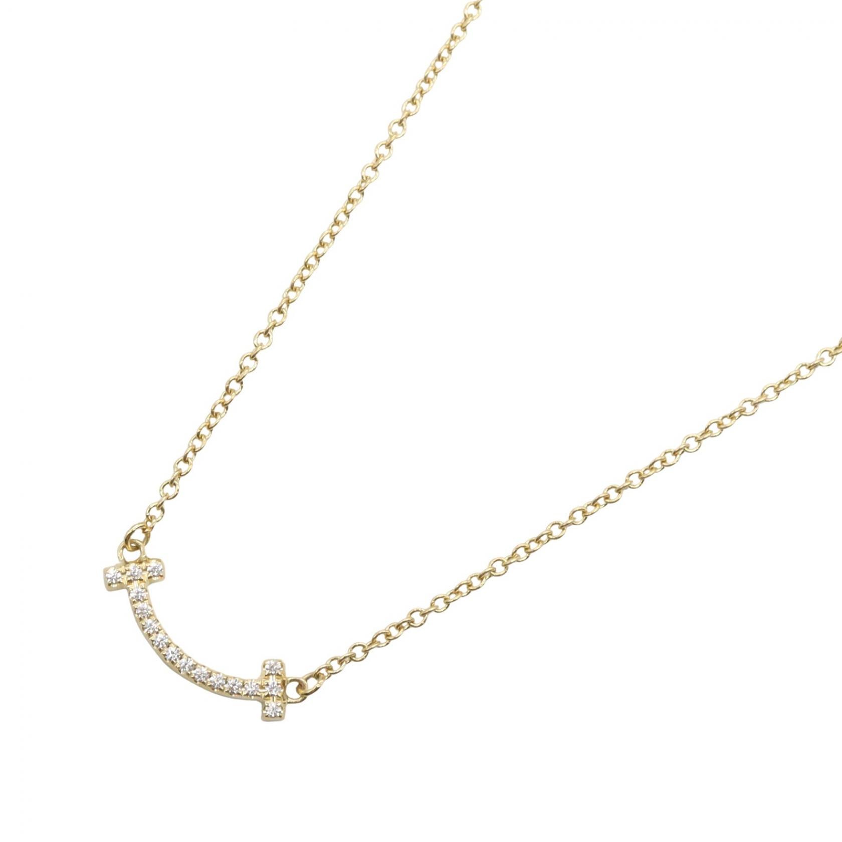 ティファニー TIFFANY&CO Tスマイル ミニ ダイヤ ネックレス ネックレス ジュエリー K18(イエローゴールド) ダイヤモンド レディース ゴールド系 / クリア系 【中古】