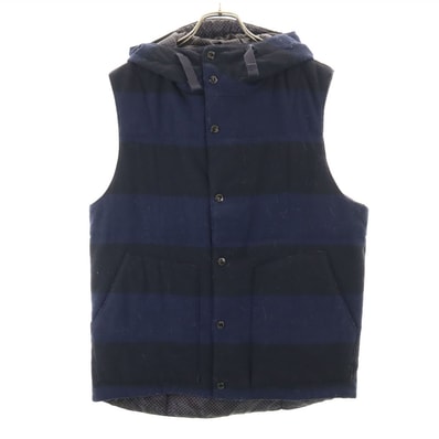 ENGINEERED GARMENTS エンジニアドガーメンツ カナダ製 ボーダー柄 中綿ベスト M ネイビー