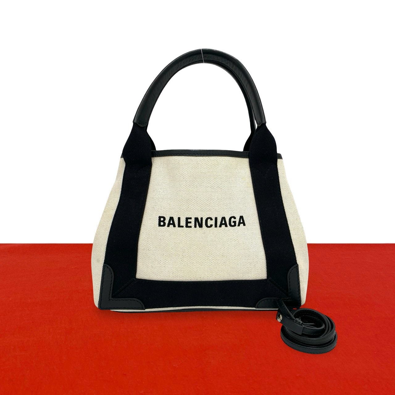 BALENCIAGA バレンシアガ ネイビーカバス S キャンバス レザー ショルダーバッグ ブラック
40135