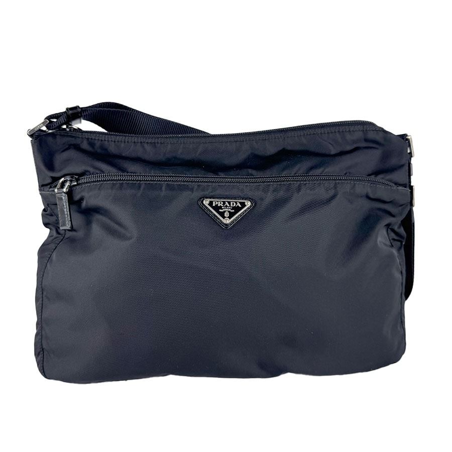 プラダ PRADA 斜め掛けショルダーバッグ ナイロン ブラック シルバー ユニセックス【中古】 z10908