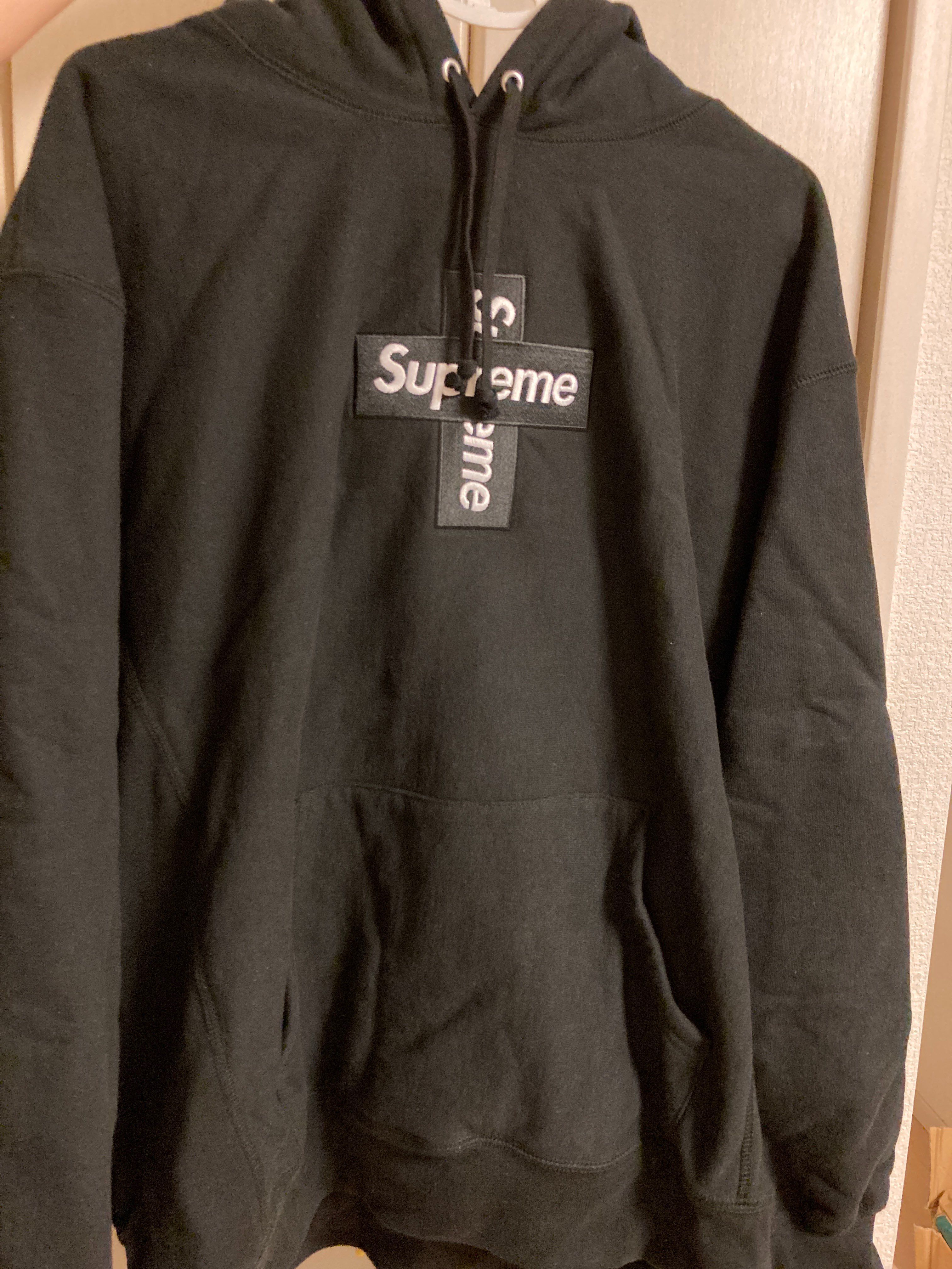 Supreme Cross Box Logo Hooded Sweatshirt "Black"