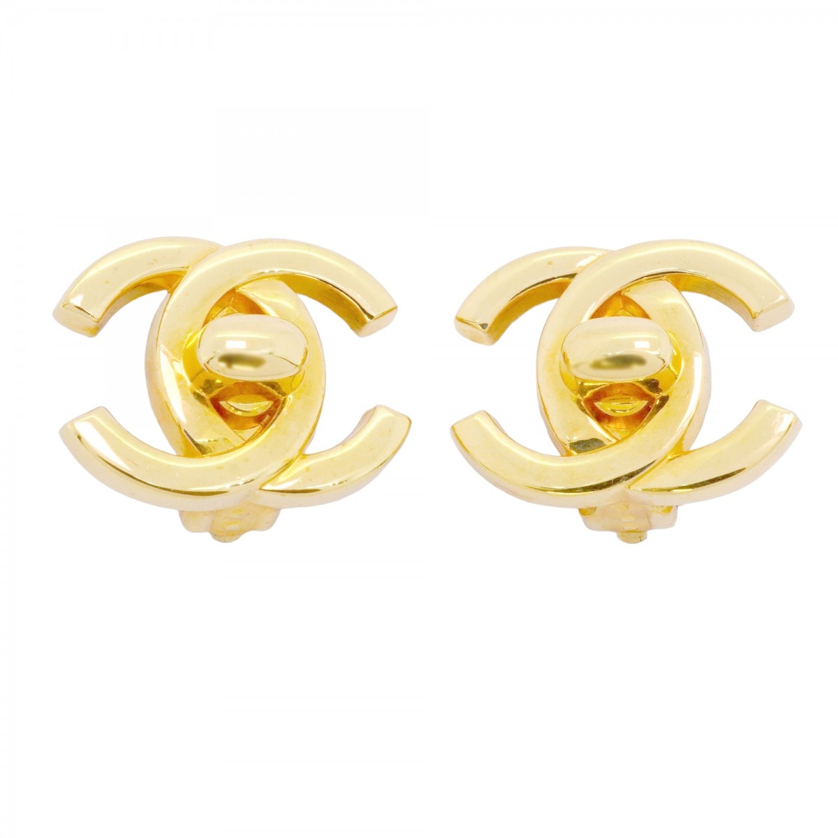 【6jdb0218-k】シャネル イヤリング ヴィンテージ ココマーク ターンロック GPメッキ ゴールド【中古】レディース