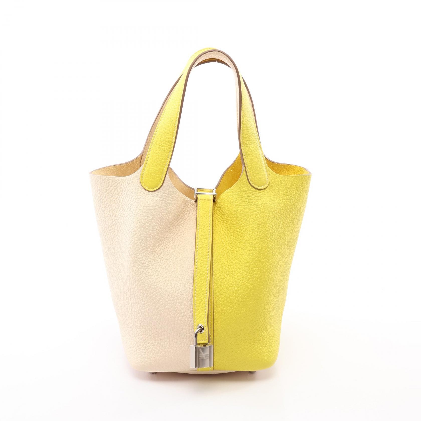 エルメス HERMES ピコタンロックPM カザック ライム ナタ ハンドバッグ バッグ トリヨンクレマンス トリヨンクレマンス Y刻印(2020年製造) レディース イエロー系 / アイボリー系 【中古】