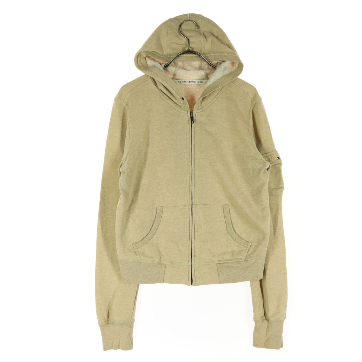 TOMMY HILFIGER トミーヒルフィガー 長袖 ジップパーカー XS ベージュ