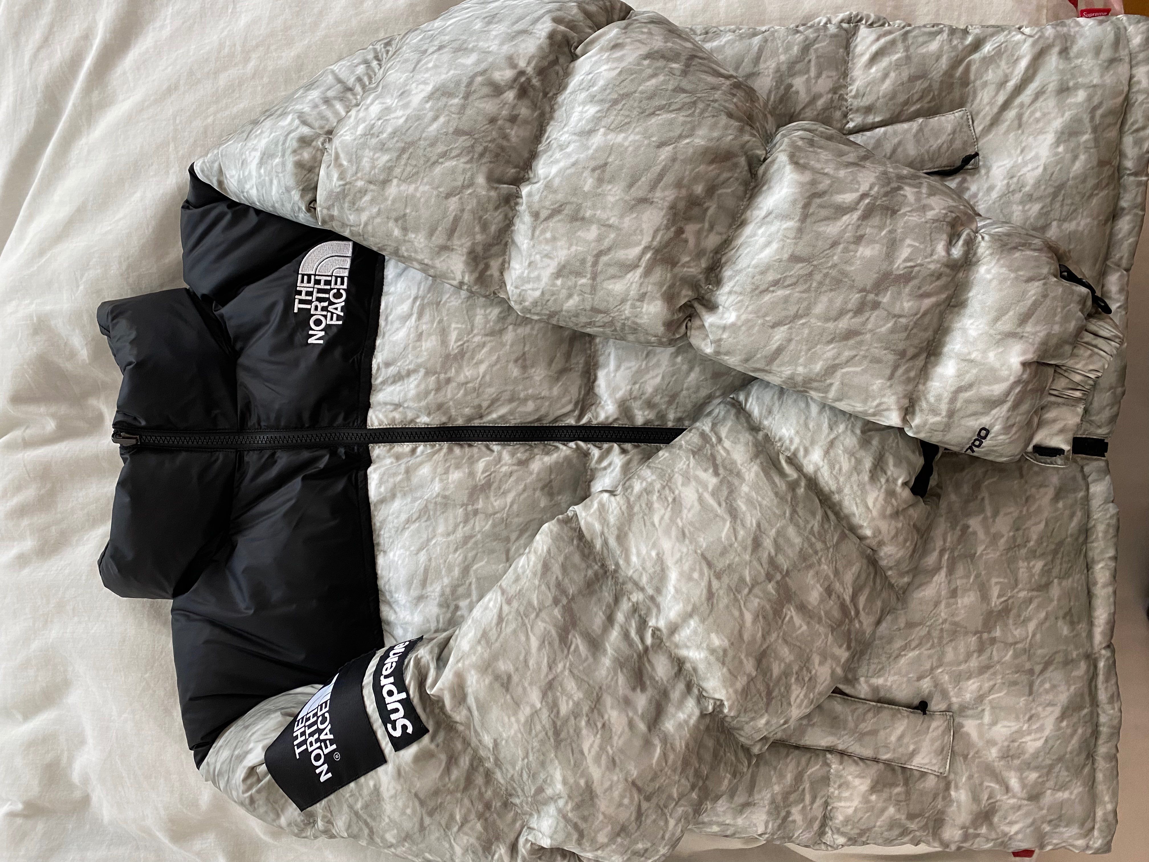 Supreme x The North Face Nuptse Jacket "White Paper Print"