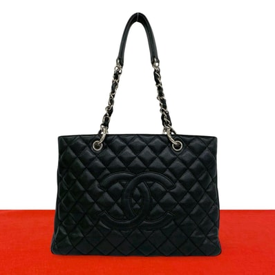 CHANEL シャネル GST トート マトラッセ ココマーク キャビアスキン トートバッグ ブラック
335-4