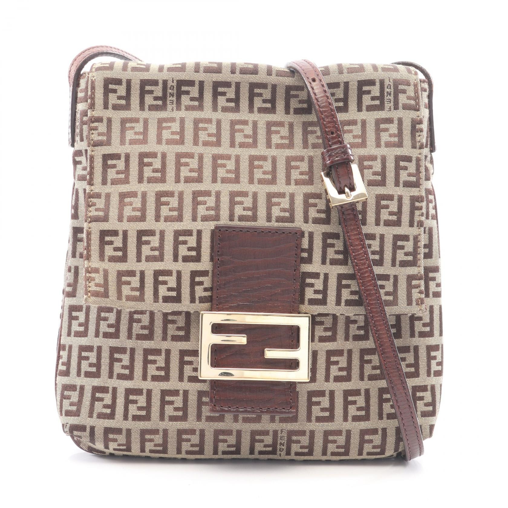 フェンディ FENDI ズッキーノ ショルダーバッグ バッグ キャンバス レザー レディース ベージュ系 / ブラウン系 【中古】