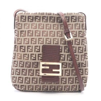フェンディ FENDI ズッキーノ ショルダーバッグ バッグ キャンバス レザー レディース ベージュ系 / ブラウン系 【中古】