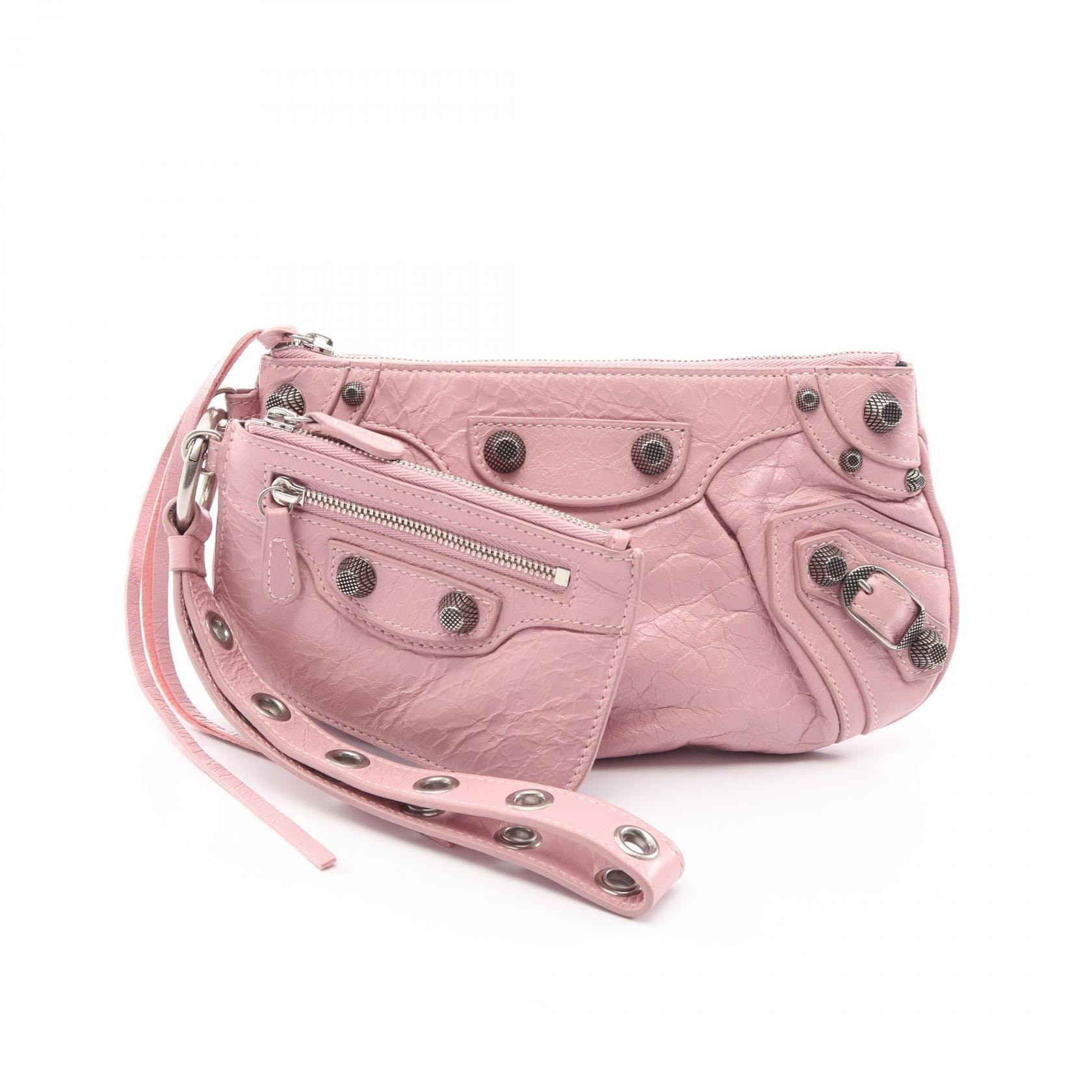 バレンシアガ BALENCIAGA LE CAGOLE ルカゴール セカンドバッグ クラッチバッグ バッグ レザー レディース ピンク系 694027 【中古】