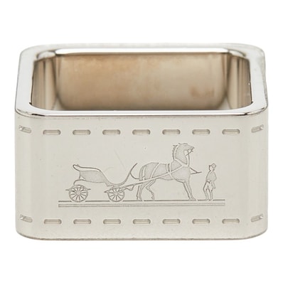 エルメス ボルデュック スクエア スカーフリング シルバー メタル レディース HERMES 【中古】
