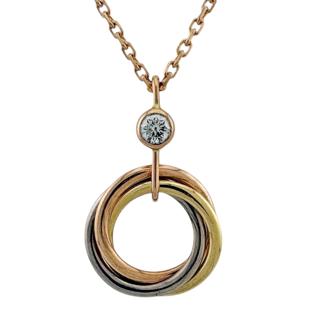 カルティエ トリニティ ネックレス 18金 K18ピンクゴールド ダイヤモンド レディース CARTIER 中古