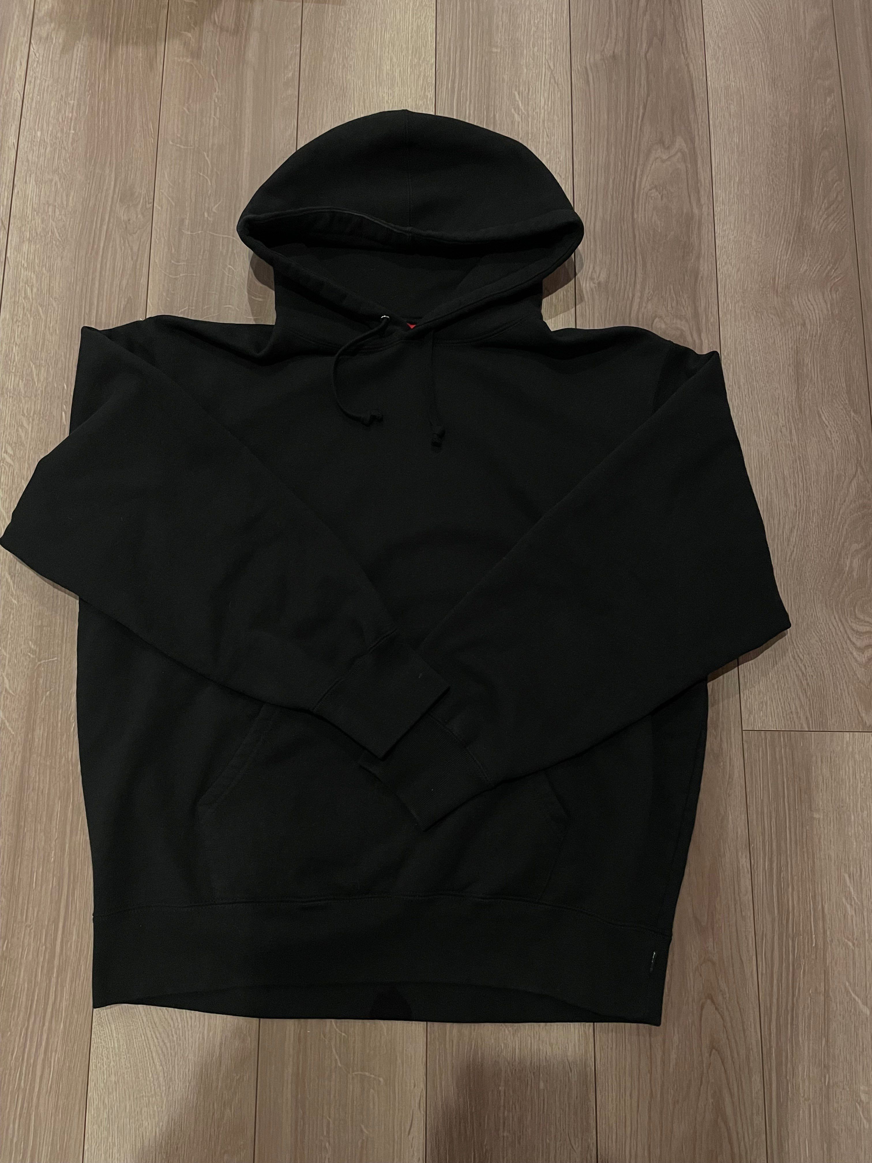 Supreme Satin Applique Hooded Sweatshirt "Black"