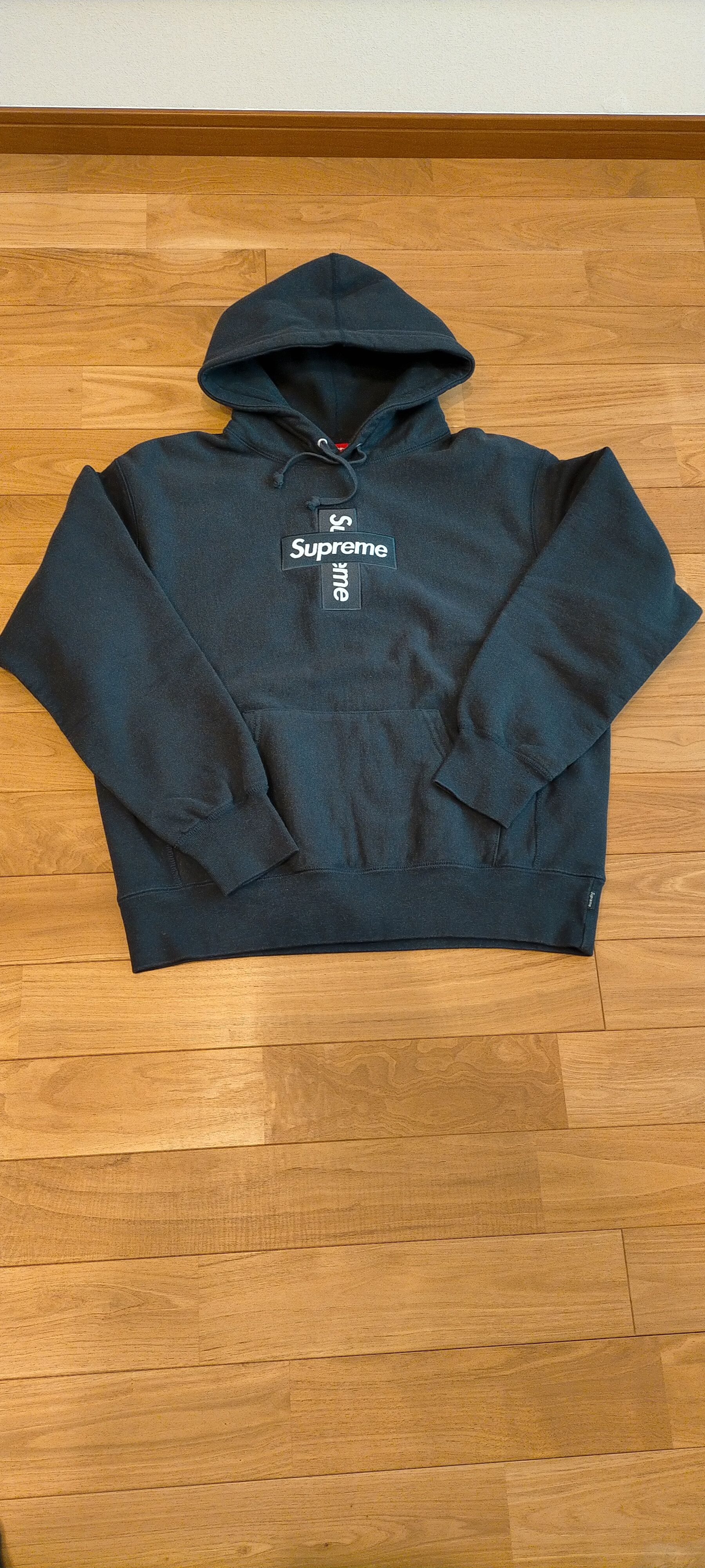 Supreme Cross Box Logo Hooded Sweatshirt "Navy"